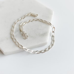 Anklet Silver Chain, Chain Ankle Bracelet for Women, Sterling Silver Curb Chain, Girlfriend Gift, Gift for Wife, Thick Chain Anklet