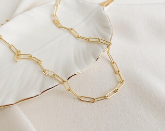 Gold Vermeil Paperclip Chain Necklace 4.4mm | 18 Inch | Minimalist Everyday