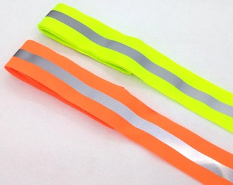 2" Sew on Reflective tape - High Visibility Hi Vis - Colored - Lime / Silver and Orange / Silver