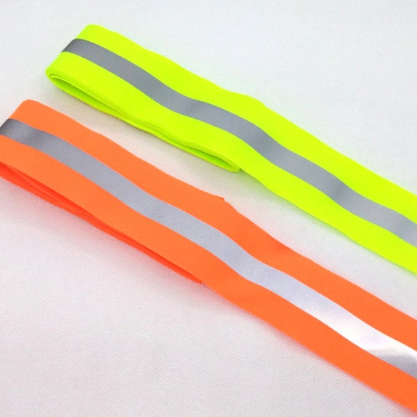 2" Sew on Reflective tape - High Visibility Hi Vis - Colored - Lime / Silver and Orange / Silver