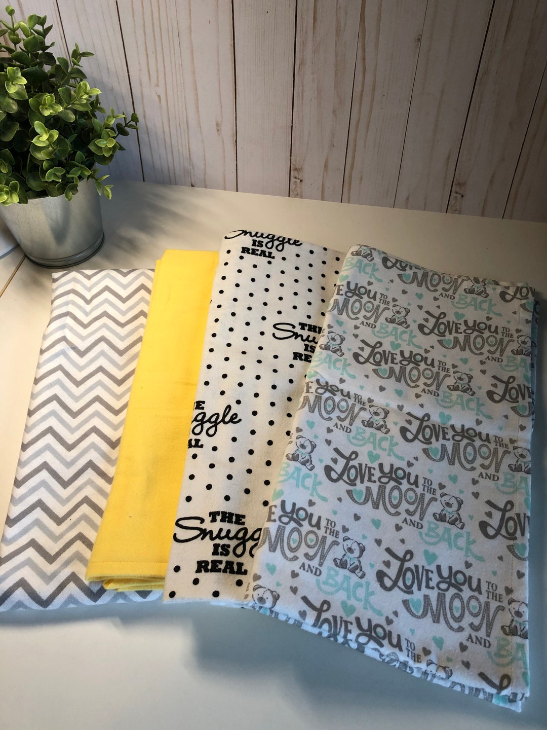 Receiving Blanket & Burp Cloth Set Gender Neutral the Etsy