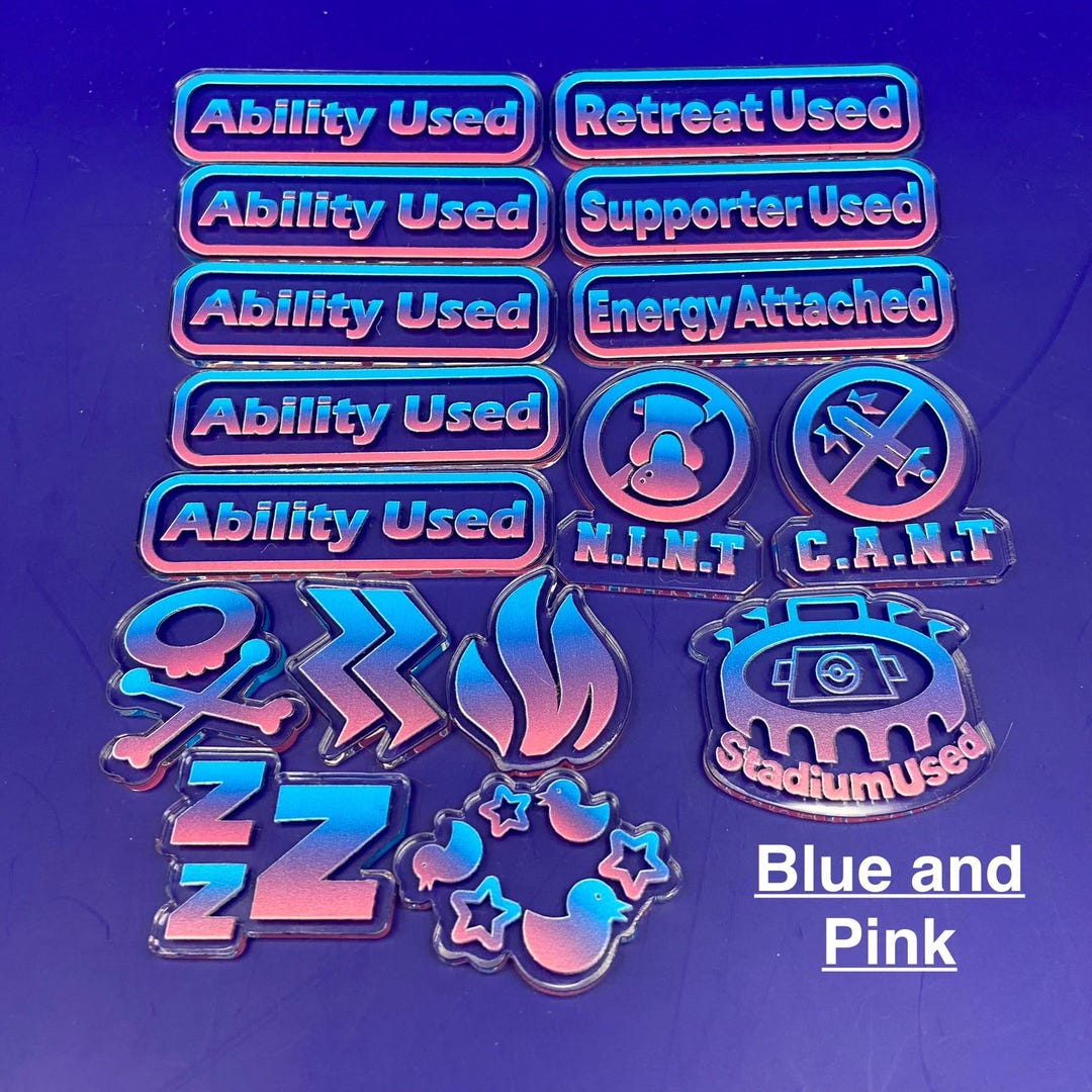 Pokemon Token Transparency Clear and Color - SUPER Set Pokémon TCG Token Set - Acrylic + UV Print ...