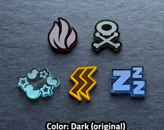 GX, Poison & Burned acrylic counters markers for Pokemon TCG