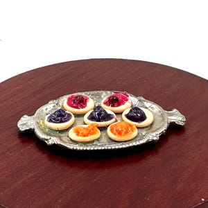 Vintage Dollhouse Miniature Silver TRAY of PASTRIES Hand Made 1:12 Scale Polymer Food