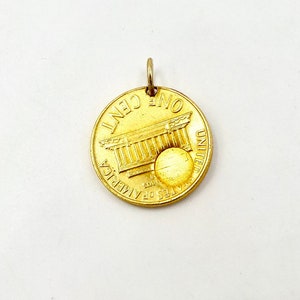 Vintage 1966 Masonic Lodge 744 Gold Plated Penny Token image 3
