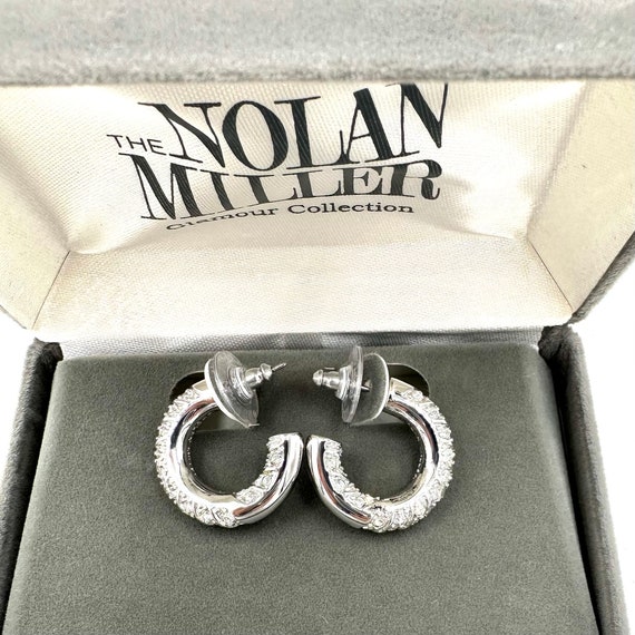 Vintage NOLAN MILLER EARRINGS Silver Tone Sparkle… - image 3