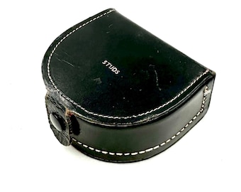Caja de gemelos de cuero vintage para caballero. Gemelos de cuero auténtico, fabricados en Inglaterra.