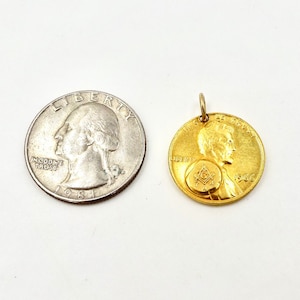 Vintage 1966 Masonic Lodge 744 Gold Plated Penny Token image 4