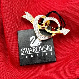 Vintage SWAROVSKI CRYSTAL PIN Grasshopper Gold Tone Pave Clear Crystals Retired Swan Mark