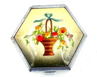 HOUBIGANT ROUGE POWDER Compact Silver Tone Compact Vintage