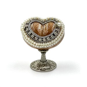 Vintage COLLEZIONABILE UOVO DI QUAGLIA Scatola portaoggetti Kingspoint Designs Doppio Cuore di Uova di Quaglia da Anello Ricordo Preghiera