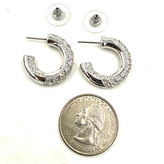 Vintage NOLAN MILLER EARRINGS Silver Tone Sparkle… - image 7