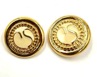 St. John BUTTONS 2 Gold Enamel SJ Logo Replacement Buttons One Peach ...