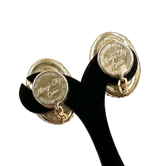 Vintage MAGI-CLIP CORO Earrings Gold Tone Faux Ma… - image 5