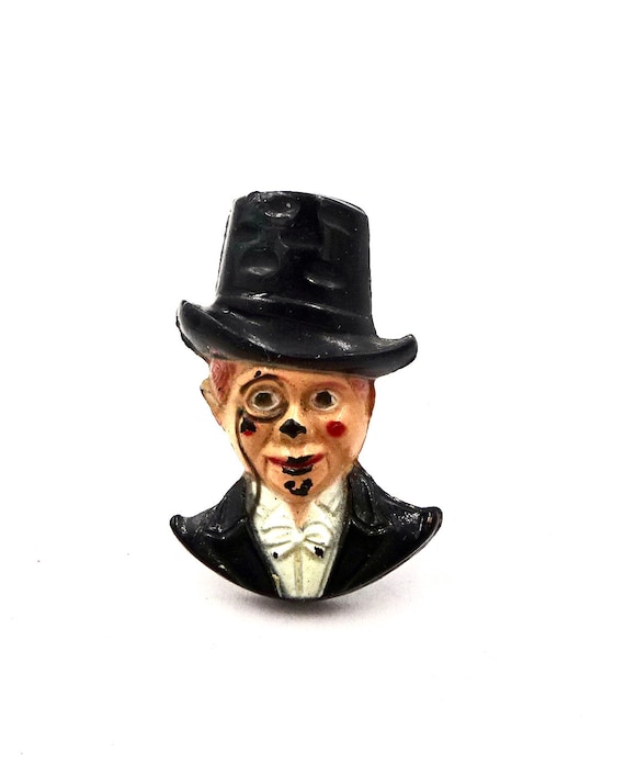 Vintage CHARLIE MC CARTHY Pin Hand Painted Black … - image 1