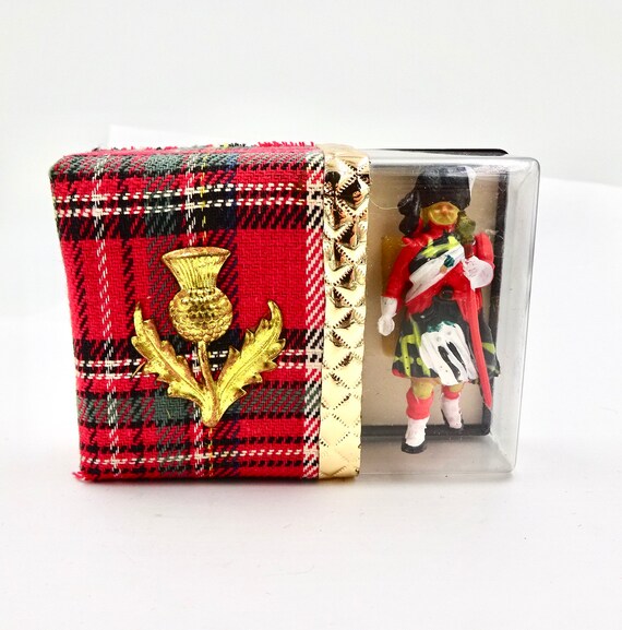 VINTAGE SCOTTISH SOUVENIR Swiss Music Box Plaid Tartan Etsy