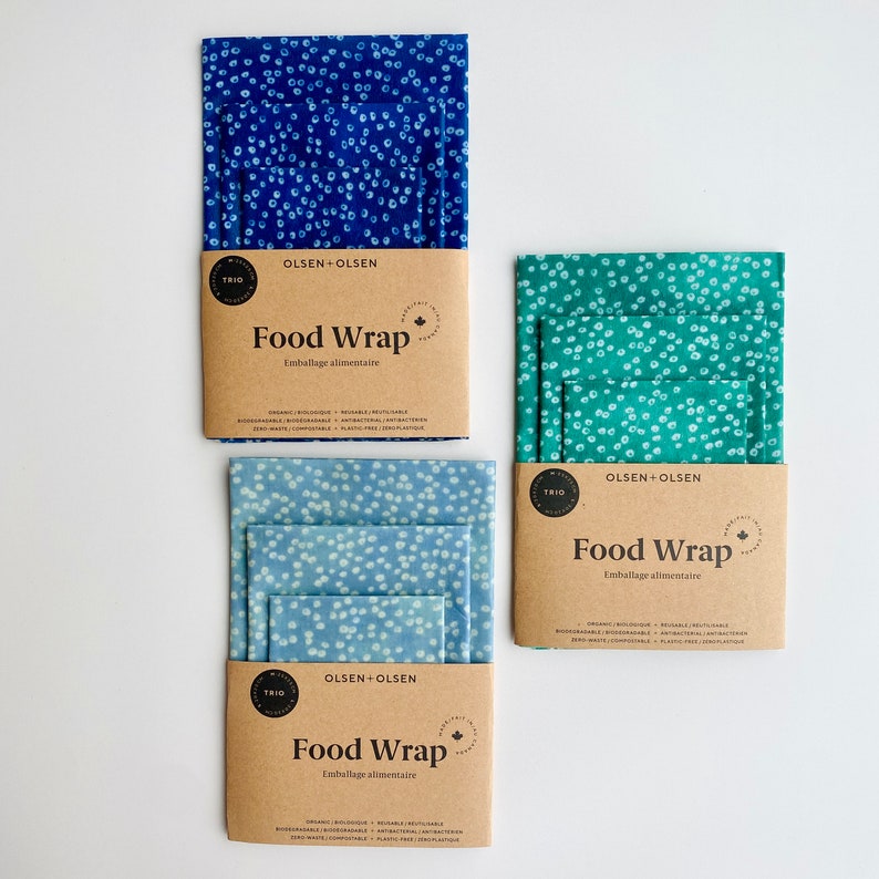 Pack of 3 beeswax wraps made in Quebec with organic ingredients image 3