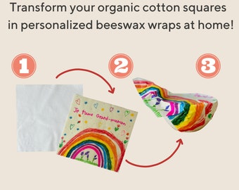 DIY beeswax wraps box, customizable beeswax wraps to do at home, kids activity, eco friendly gift