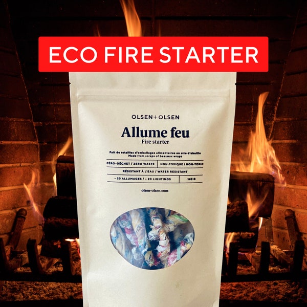 Fire starter bag of 20 made with organic ingredients in Canada