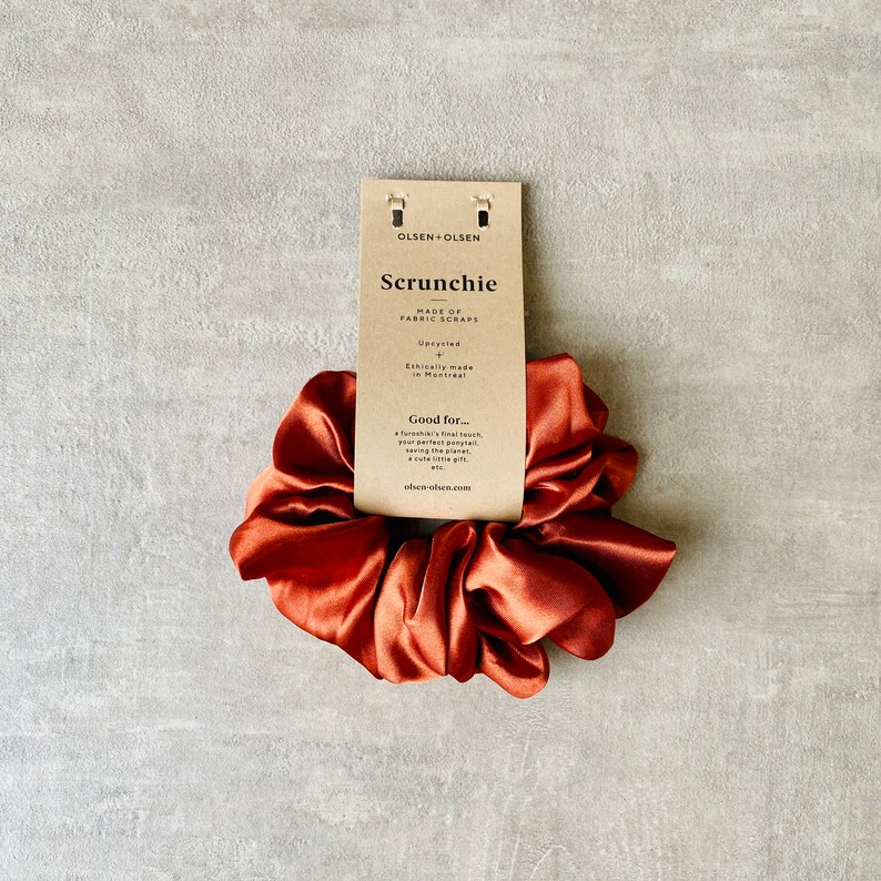 Reusable silky gift wrap zero-waste gift wrapping Copper color furoshiki with scrunchie bow image 6