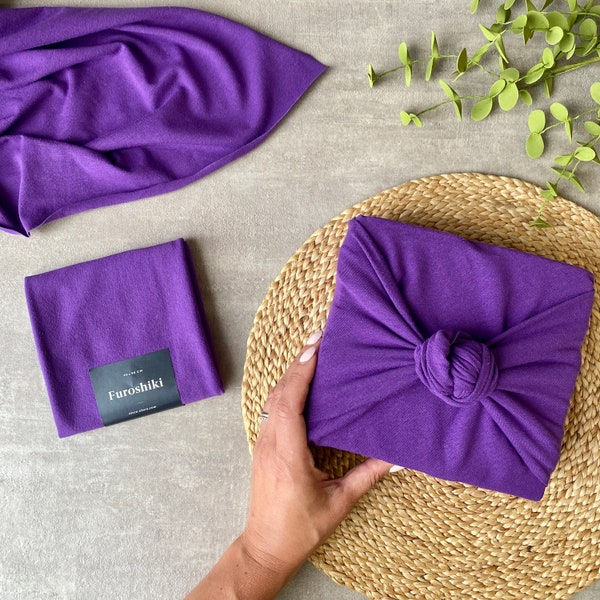 Purple furoshiki made in Canada from organic cotton