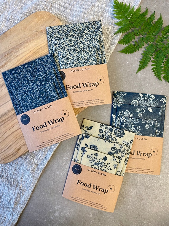 Pack of 3 Beeswax Wrap Made in Quebec With Organic Ingredients 
