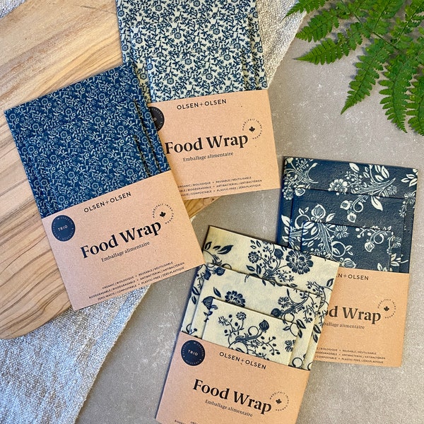 Pack of 3 beeswax wrap  made in Quebec with organic ingredients