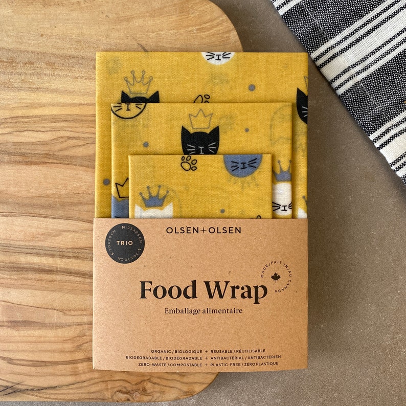 Cats Beeswax Food Wrap Pack of 3 Made in Canada With Organic Etsy