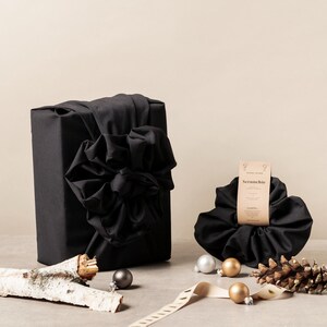 Reusable fabric gift wrapping black furoshiki Japanese wrapping image 7