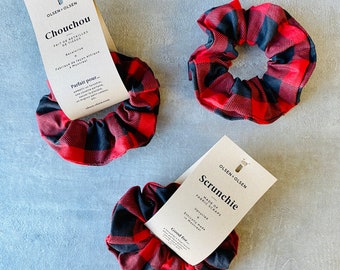Buffalo plaid  Scrunchie for reusable fabric gift wrapping, hair scrunchie