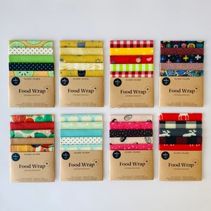 Pack of 5 biodegradable beeswax wraps  made in Quebec with organic ingredients, great hostess gift, zero waste, minimal