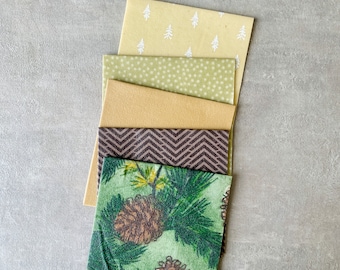 Pack of 5 beeswax wrap made in Quebec with organic ingredients