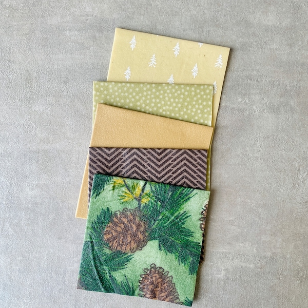 Pack of 5 beeswax wrap made in Quebec with organic ingredients