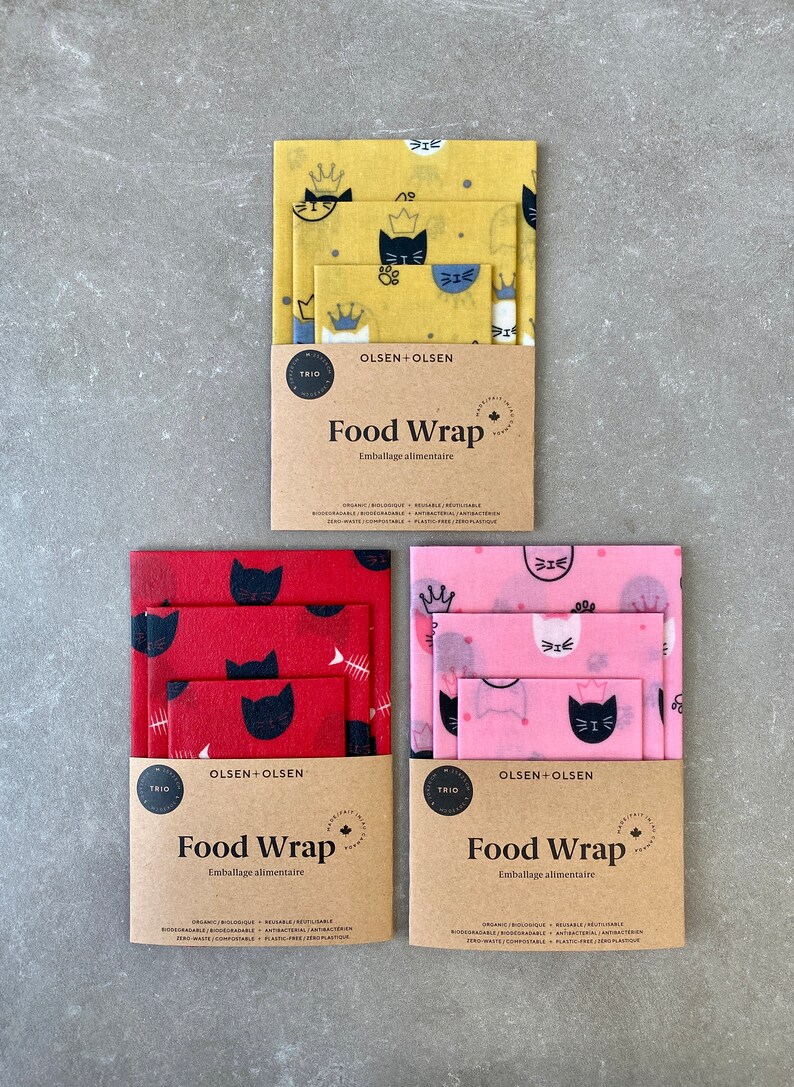 pack of 3 beeswax food wraps made in Canada image 3