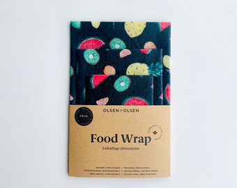 Beeswax food wrap pack of 3 handmade made in Canada, reusable, compostable, gift