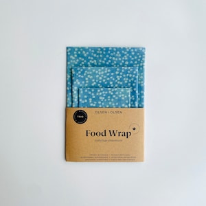 Pack of 3 beeswax wraps made in Quebec with organic ingredients Light blue