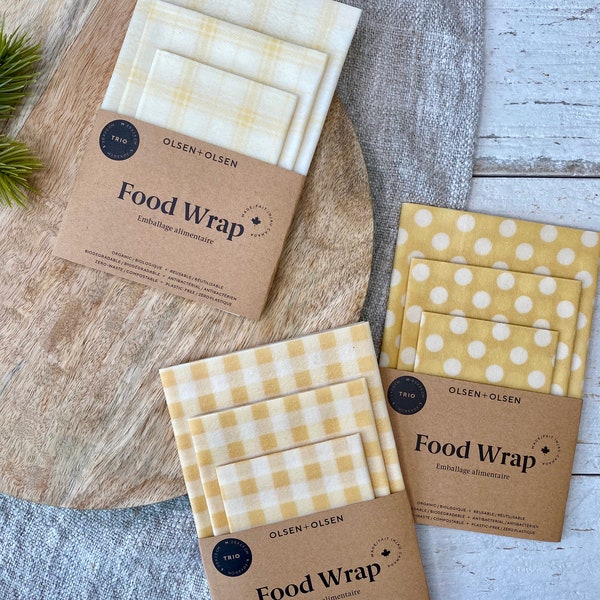 Beeswax wrap zero waste pack of 3 hand made