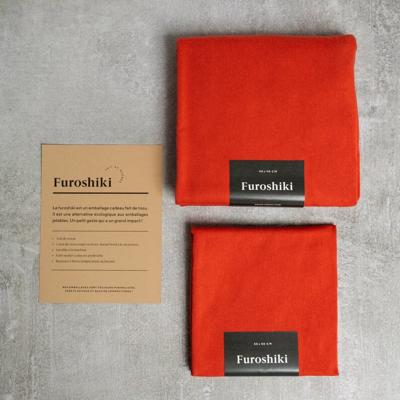 Paprika furoshiki made in Canada with organic cotton gift wrap image 6