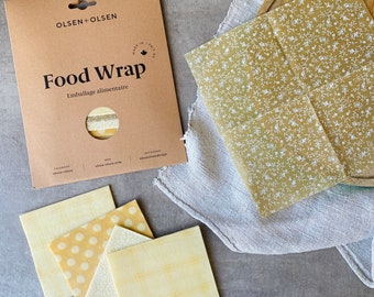 Pack of 5  small beeswax wrap made in Quebec with organic ingredients