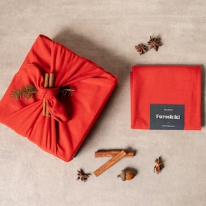 Paprika furoshiki made in Canada with organic cotton gift wrap image 1