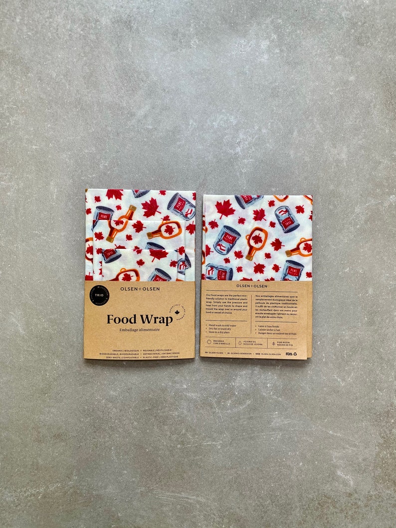 Pack of 3 beeswax food wraps zero waste gift image 3