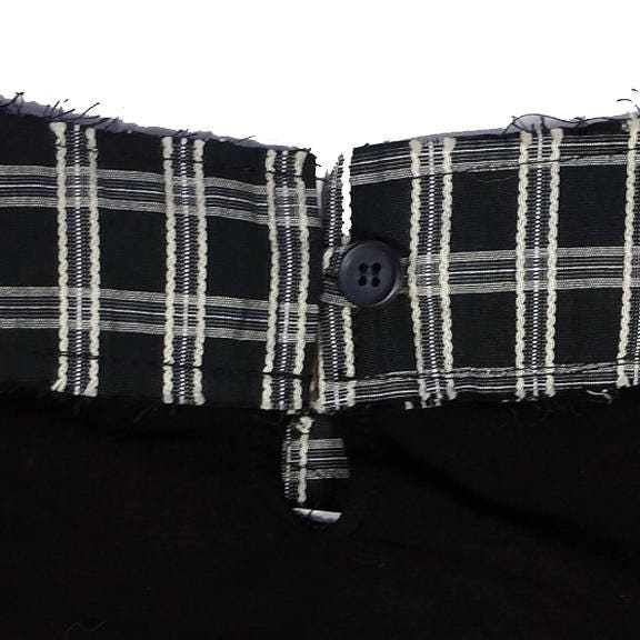 SIGAL DEKEL Black Knit Top Black and White Check Fabric Yoke - Etsy