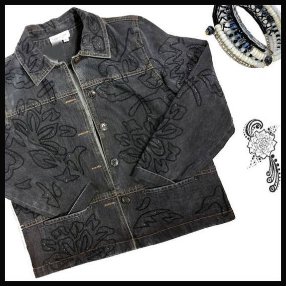 coldwater creek embroidered denim jacket