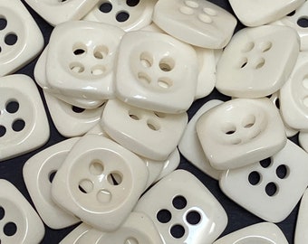 White Square Buttons 15mm
