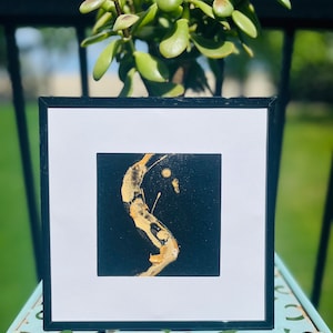 6x6 Framed Original Art in Black and Gold