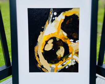 Arte original enmarcado en negro y dorado - 11x14