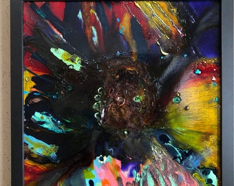 Pintura acrílica Pebeo enmarcada de 12x12 pulgadas titulada "¿Dónde está mi mente?"