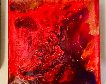 Original Painting in Vibrant Red/Violet "The Crush" 6x6