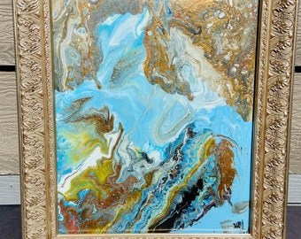 Arte abstracto vibrante original enmarcado "Desde arriba" 16x20