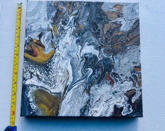 Original Pour Painting in Gold Tones "Zion II"